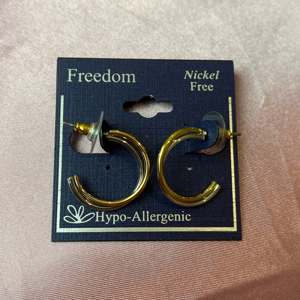 Freedom Two Tone Hypo-Allergenic Earrings